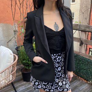 NWT Zara Women's Chic Tuxedo Collar Blazer - Black Size S